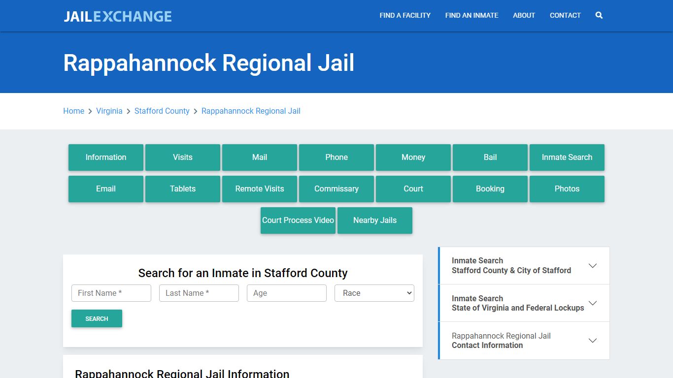 Rappahannock Regional Jail Roster Lookup, VA, Inmate Search